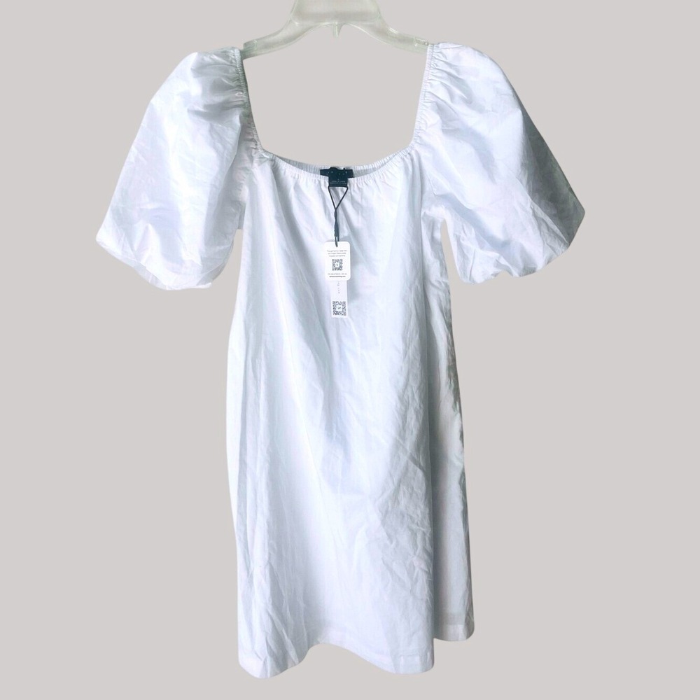 Sanctuary Babydoll Dress White Puff Sleeves Square Neck A Line Mini Small NWT - Picture 3 of 11